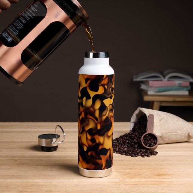 Tortoise Shell Turtle Shell Pattern Amber Brown Water Bottle (Coffee (Rotated))