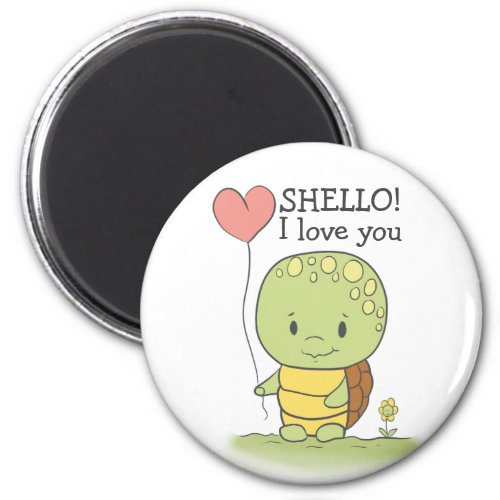 Tortoise With A Heart Balloon Shello I Love You Magnet