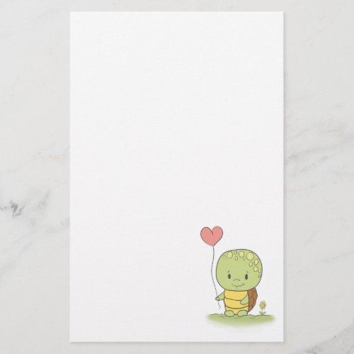 Tortoise With A Heart Balloon Stationery