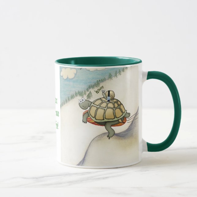 Tortoise with snail in safetybelt mug (Right)