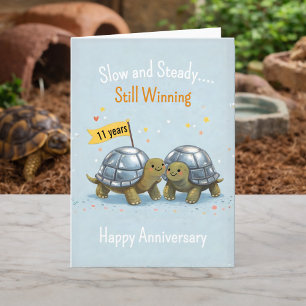 Tortoises anniversary Turtle 11th wedding Card