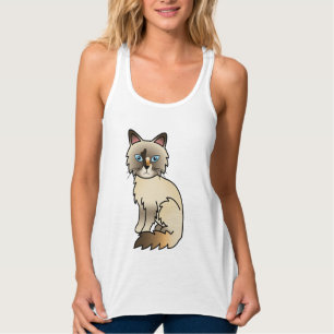 Tortoiseshell Birman / Ragdoll Cute Cartoon Cat Tank Top
