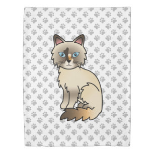 Tortoiseshell Birman / Ragdoll Cute Cat & Paws Duvet Cover