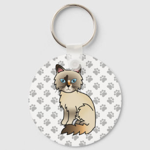 Tortoiseshell Birman / Ragdoll Cute Cat & Paws Keychain