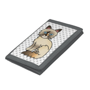 Tortoiseshell Birman / Ragdoll Cute Cat & Paws Tri-fold Wallet