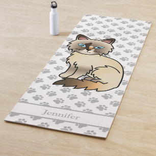 Tortoiseshell Birman / Ragdoll With Paws & Name Yoga Mat