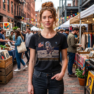 Tortoiseshell Cat Astronaut Retro Sci-Fi Moon Land T-Shirt