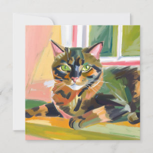 Tortoiseshell Cat Beautiful Cat Painting Card