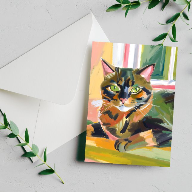 Tortoiseshell Cat | Beautiful Cat Painting Postcard (Creator Uploaded)