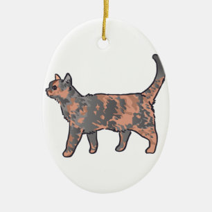 Tortoiseshell Cat Ceramic Ornament