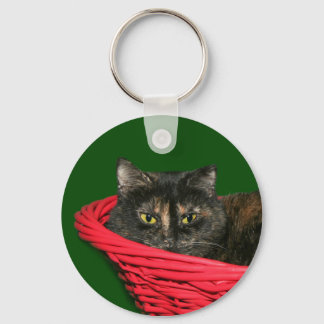 Tortoiseshell cat Christmas Keychain