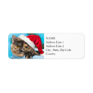 Tortoiseshell Cat Purr-fect Holiday Season Label