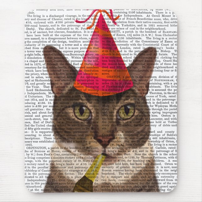 Tortoiseshell Cat with Party Hat Mouse Pad (Front)