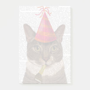 Tortoiseshell Cat with Party Hat Post-it Notes