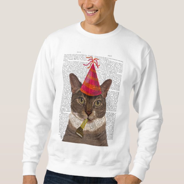 Tortoiseshell Cat with Party Hat Sweatshirt (Front)