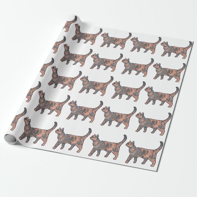 Tortoiseshell Cat Wrapping Paper (Unrolled)