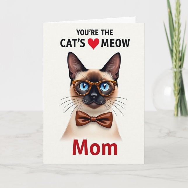 Tortoiseshell Glasses Cat Mom Card (Front)