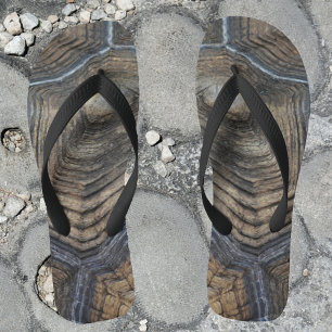 Tortoiseshell Gray and Brown Masculine Pattern Flip Flops