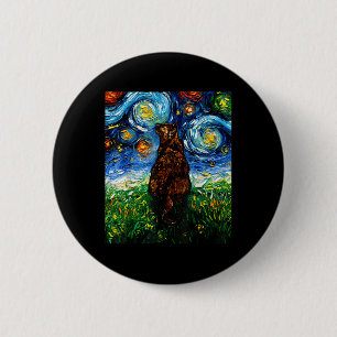 Tortoiseshell Tortie Starry Night Kitty Cat Art By Button