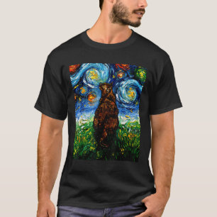 Tortoiseshell Tortie Starry Night Kitty Cat Art By T-Shirt