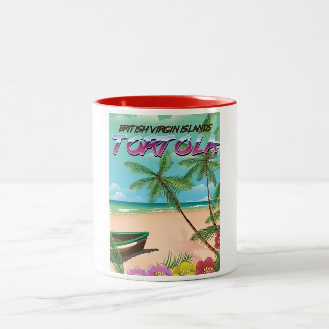 Tortola British virgin islands travel poster Two-Tone Coffee Mug (Center)