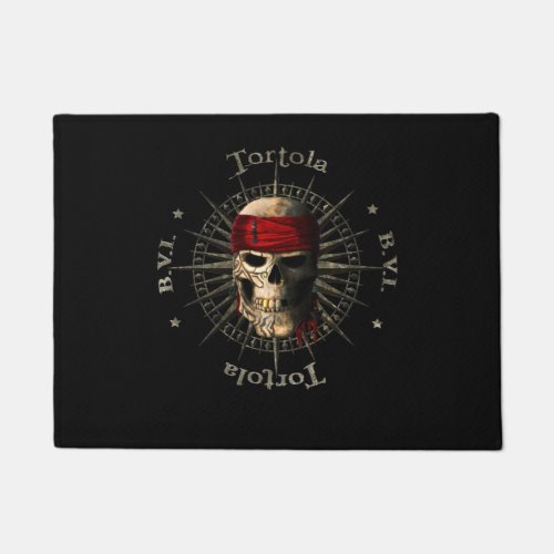 Tortola BVI Pirate Skull Doormat