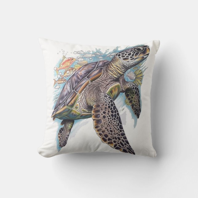 Tortuga de mar multicolor throw pillow (Front)