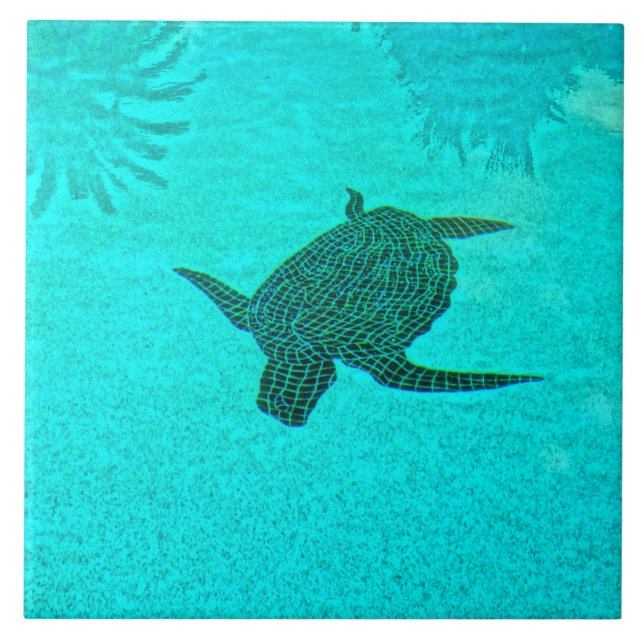 Tortuga Turtle Mosaic on Sanibel Island Florida Ceramic Tile (Front)