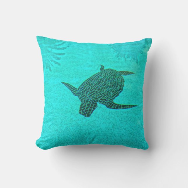 Tortuga Turtle Mosaic on Sanibel Island Florida Outdoor Pillow (Front)