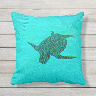Tortuga Turtle Mosaic on Sanibel Island Florida Outdoor Pillow