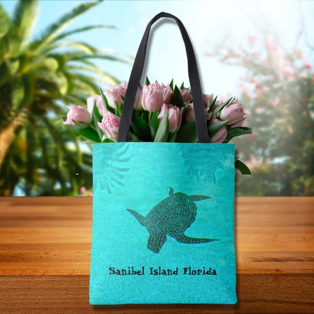 Tortuga Turtle Mosaic on Sanibel Island Florida Tote Bag (Creator Uploaded)