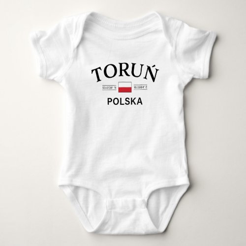Torun Polska Poland Polish Coordinates Baby Bodysuit