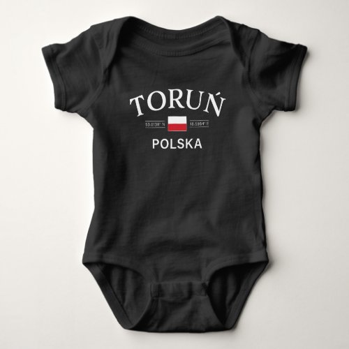 Torun Polska Poland Polish Coordinates Baby Bodysuit