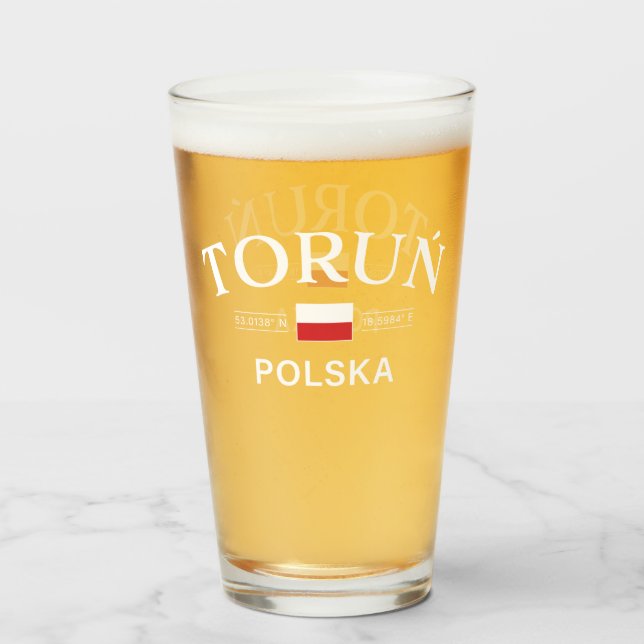 Torun Polska (Poland) Polish Coordinates Glass (Front Filled)