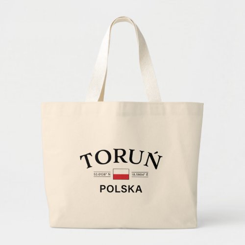 Torun Polska Poland Polish Coordinates Large Tote Bag