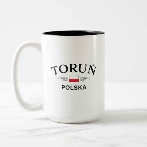 Torun Polska Poland Polish Coordinates Two_Tone Coffee Mug