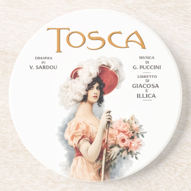 Tosca Opera Vintage - Puccini Opera Poster Design Coaster (Front)