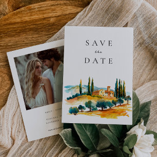 Toscana Landscape Italian Wedding Save The Date
