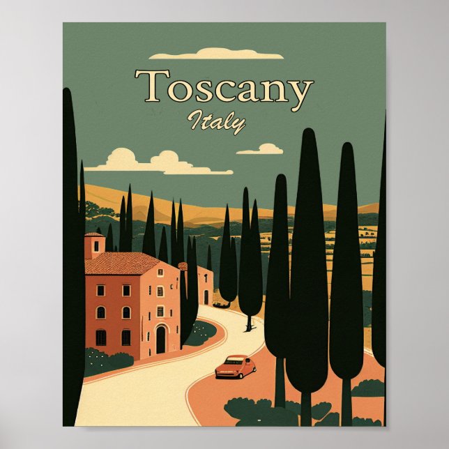 Toscany Italy Minimalist Vintage Travel Poster (Front)