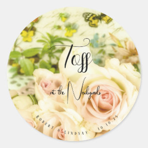 Toss at the Newlyweds Personalized Classic Round Sticker