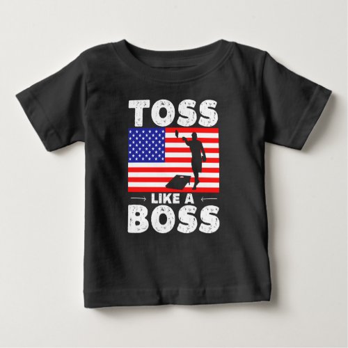 Toss like a boss _ funny cornhole baby T_Shirt