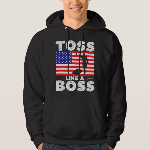 Toss like a boss _ funny cornhole hoodie