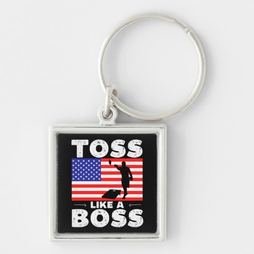 Toss like a boss _ funny cornhole keychain