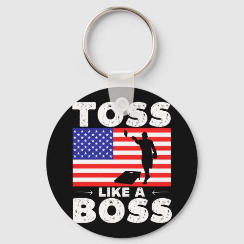 Toss like a boss _ funny cornhole keychain