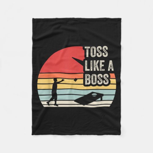 Toss Like A Boss Funny Cornhole Player Retro Fleece Blanket