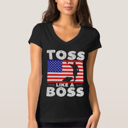Toss like a boss _ funny cornhole T_Shirt