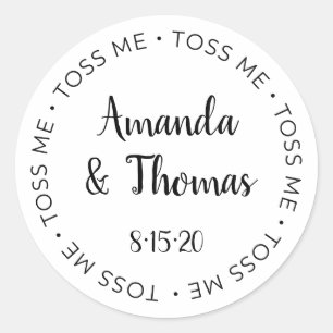 Toss me wedding label, confetti bag seal