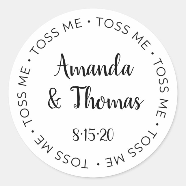 Toss me wedding label, confetti bag seal (Front)