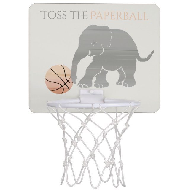 Toss the Paperball Elephant Playing Basketball Mini Basketball Hoop (Front)