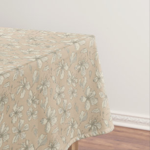 Tossed Blossoms on Light beige - seamless pattern Tablecloth